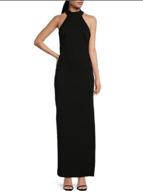 Belle by Badgley Mischka Reese Black Halter Gown Formal Evening Dress Sz 10 NWT